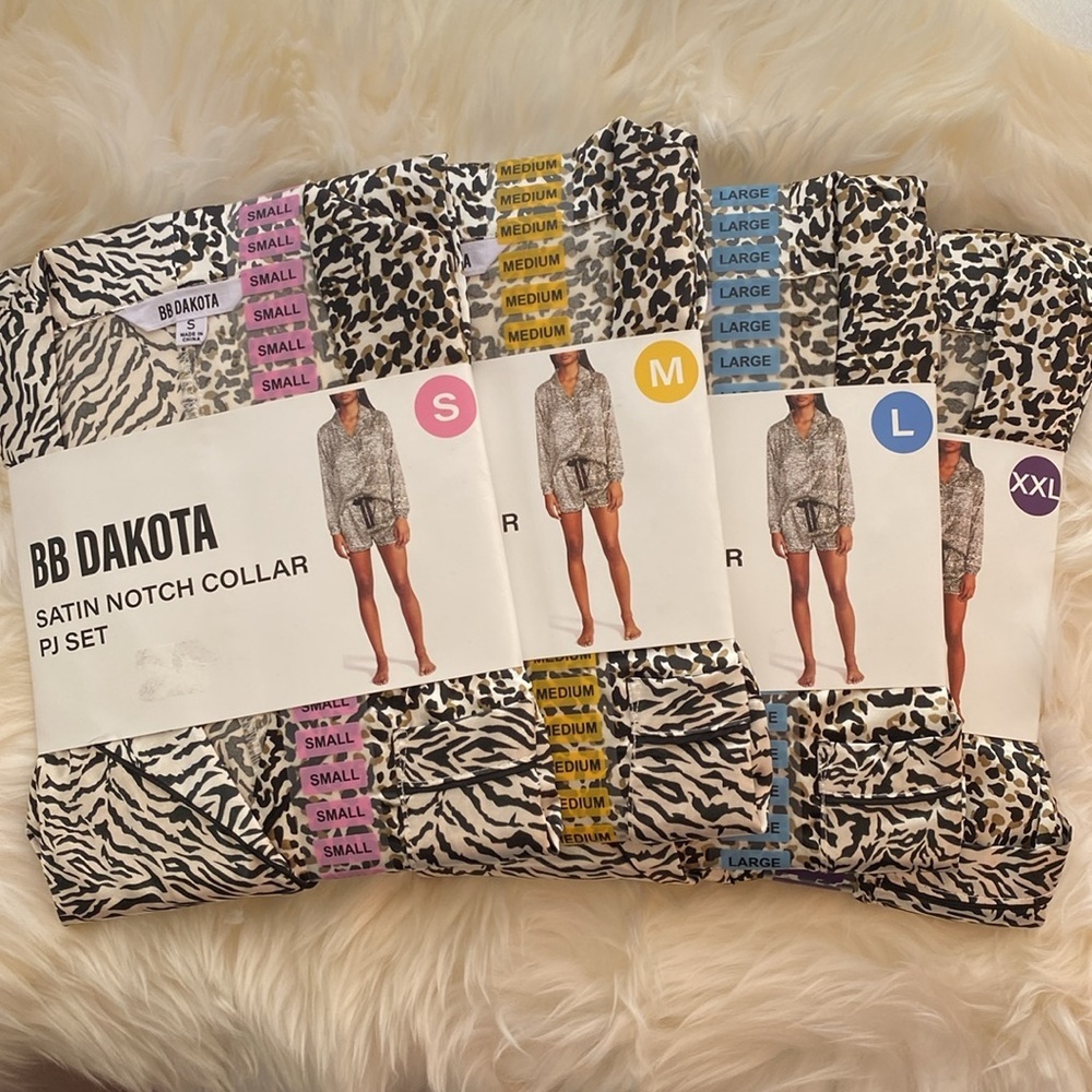 BB Dakota Satin Notch Collar PJ Set Size S, & XXL NWT SKU0048 & SKU 0138 - Picture 1 of 8